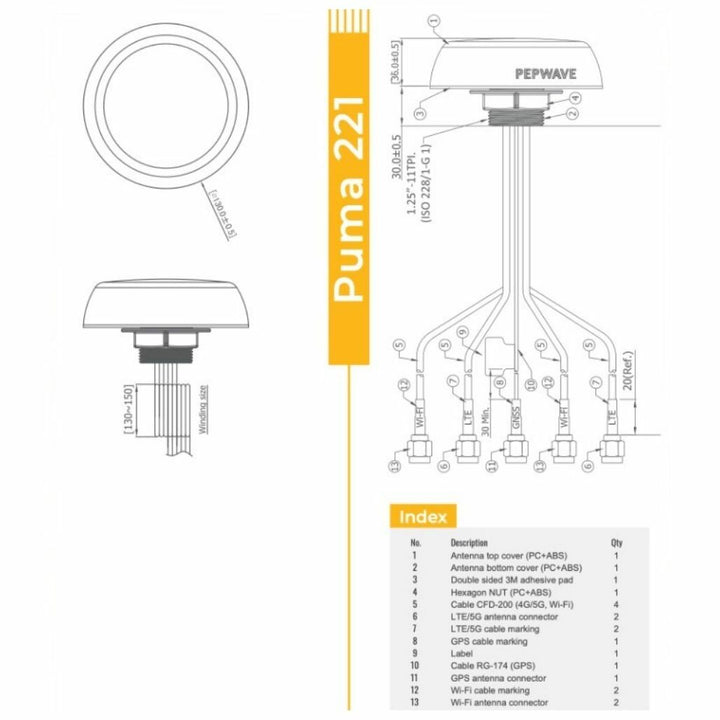 Pepwave Mobility 22G Antenna - 5-in-1 MIMO Omnidirectional - White