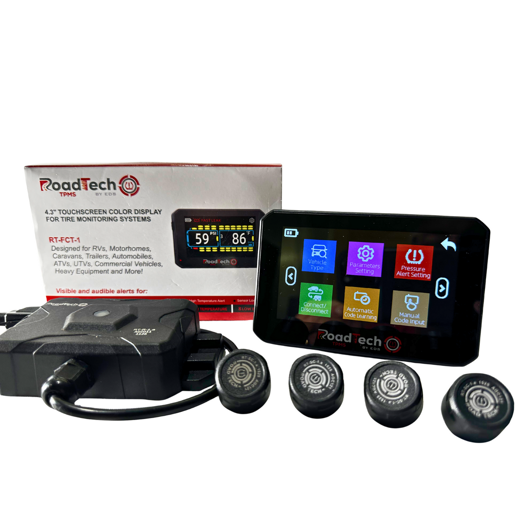 RoadTech TPMS Kit 4-12 Cap Sensors – Tire Pressure Monitoring System for RVs, Trailers & Tow Vehicles