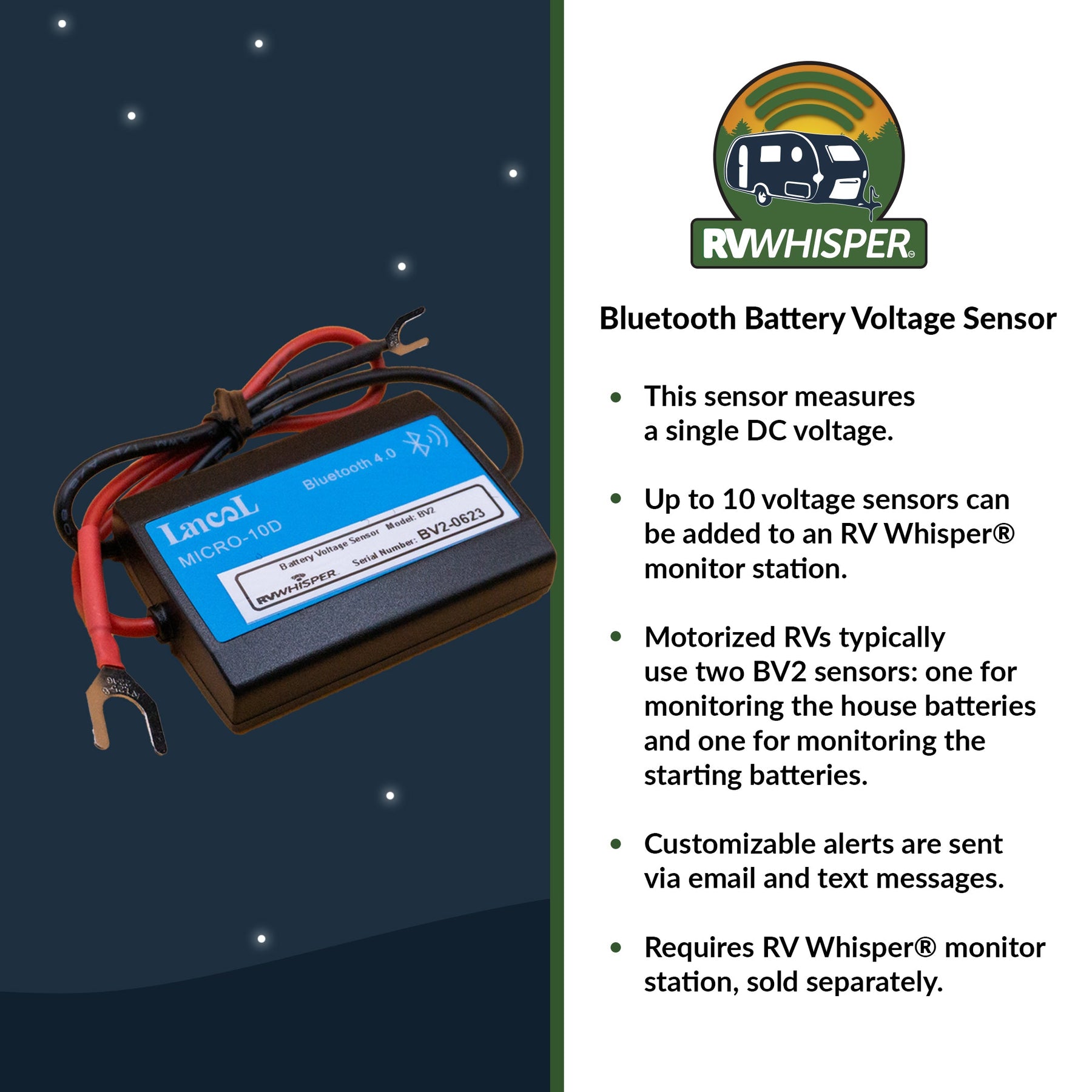 Battery Inlet Sensor Bluetooth Battery Voltage Sensor – TechnoRV