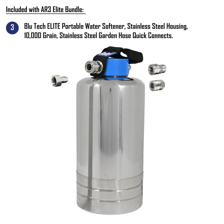 GoBluTech AR3 ELITE Bundle | Fully Equipped 3-Stage Filtration System, Water Softener, (3) Stainless Steel Quick Connect Hoses and Filters Installed