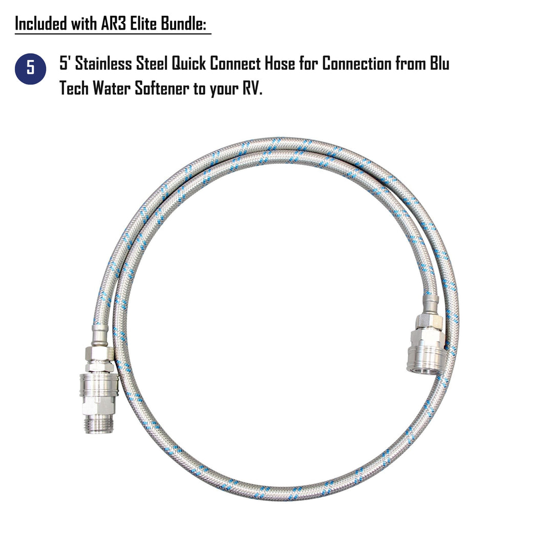 GoBluTech AR3 ELITE Bundle | Fully Equipped 3-Stage Filtration System, Water Softener, (3) Stainless Steel Quick Connect Hoses and Filters Installed