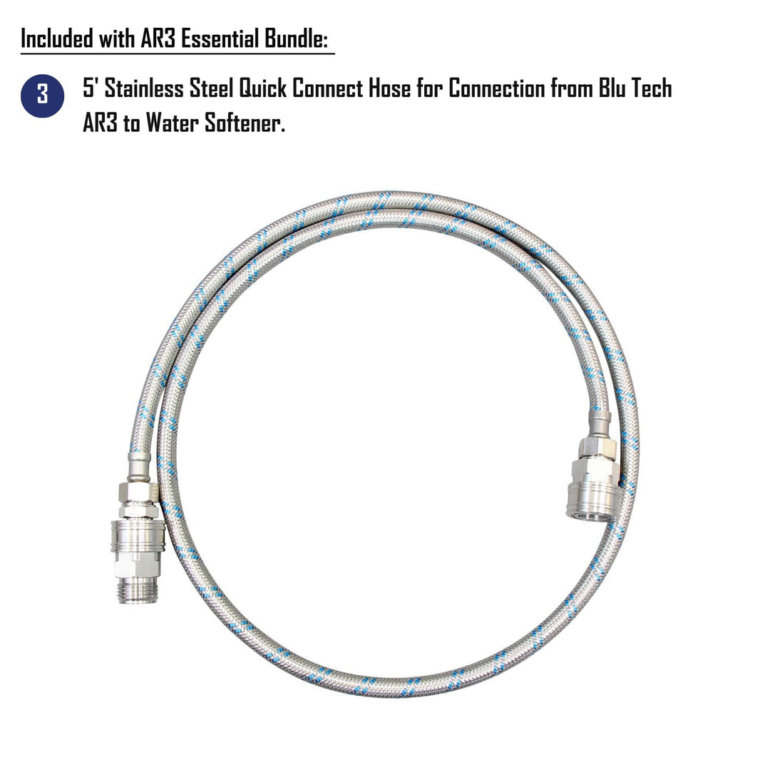 GoBluTech AR3 ESSENTIAL Bundle | Fully Equipped 3-Stage Filtration System, Stainless Steel Quick Connect Hoses, Pressure Regulator, 3 Way Splitter, and Filters Installed