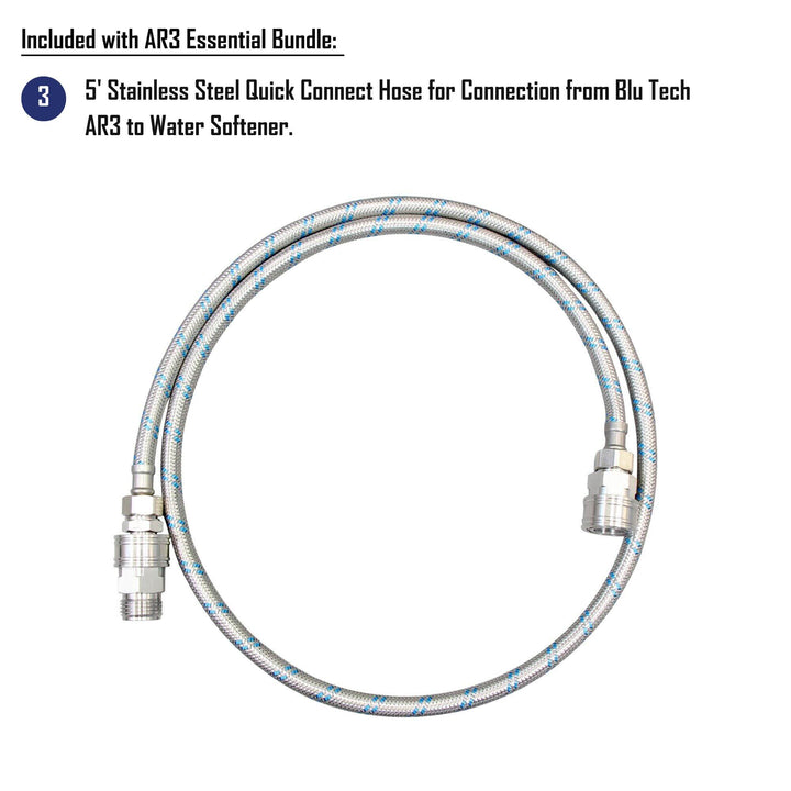 GoBluTech AR3 ESSENTIAL Bundle | Fully Equipped 3-Stage Filtration System, Stainless Steel Quick Connect Hoses, Pressure Regulator, 3 Way Splitter, and Filters Installed