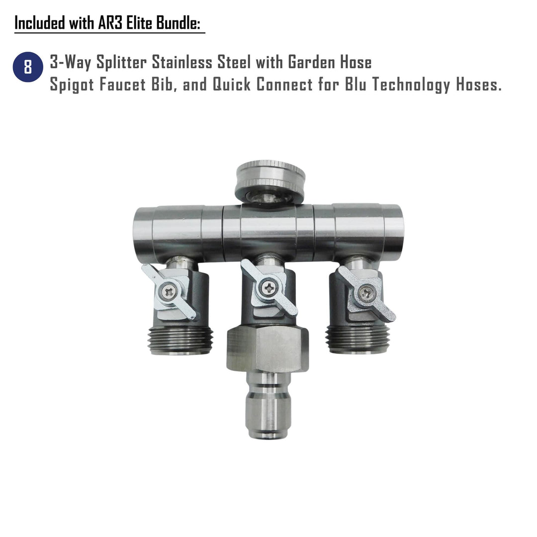 GoBluTech AR3 ELITE Bundle | Fully Equipped 3-Stage Filtration System, Water Softener, (3) Stainless Steel Quick Connect Hoses and Filters Installed