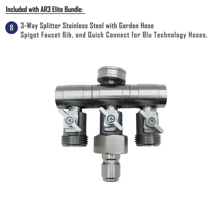 GoBluTech AR3 ELITE Bundle | Fully Equipped 3-Stage Filtration System, Water Softener, (3) Stainless Steel Quick Connect Hoses and Filters Installed