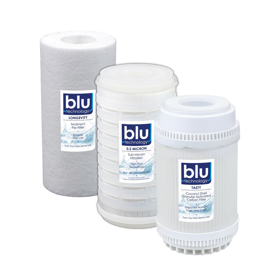 GoBluTech 3 Stage Water Filter Recharge Pack (5 x 2.5 inch) (Only Compatible with all Blu Technology Products)