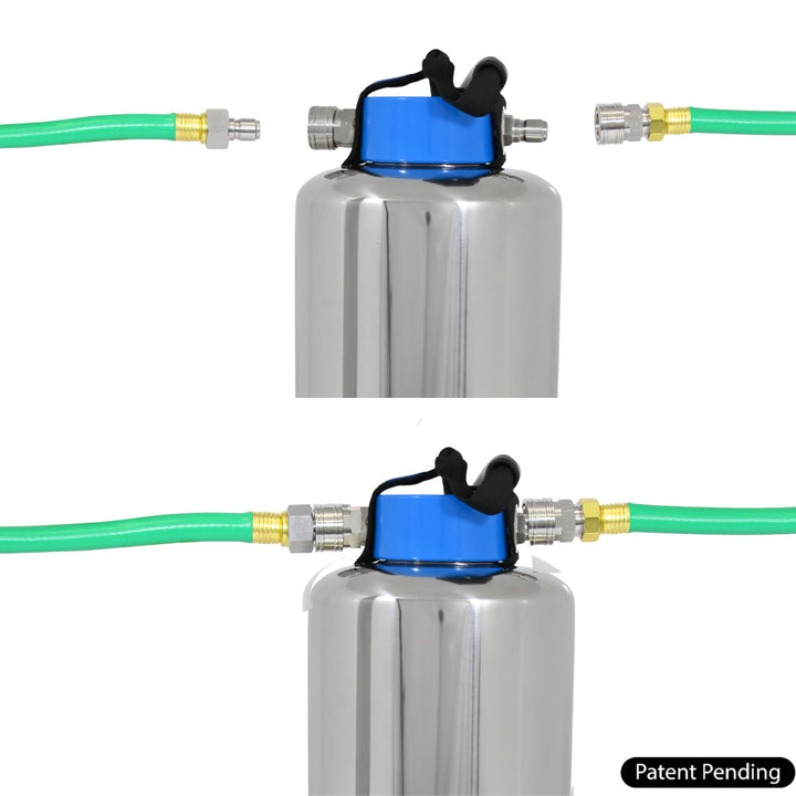 GoBluTech ELITE Portable Water Softener | Stainless Steel Housing, 10,000 Grain Resin, Stainless Steel Garden Hose Quick Connects