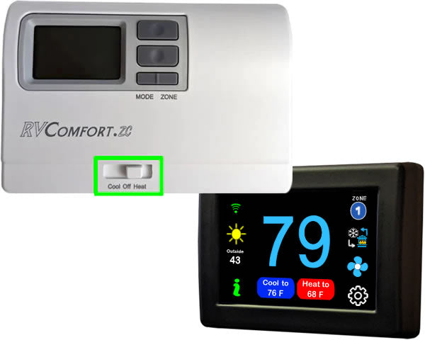 Micro-Air EasyTouch Digital RV Thermostat Replacement For Coleman RV Comfort ZC Replacement - WiFi and Bluetooth Enabled