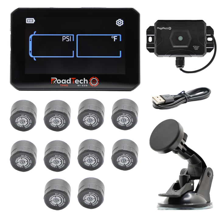 RoadTech TPMS Kit 4-12 Cap Sensors – Tire Pressure Monitoring System for RVs, Trailers & Tow Vehicles