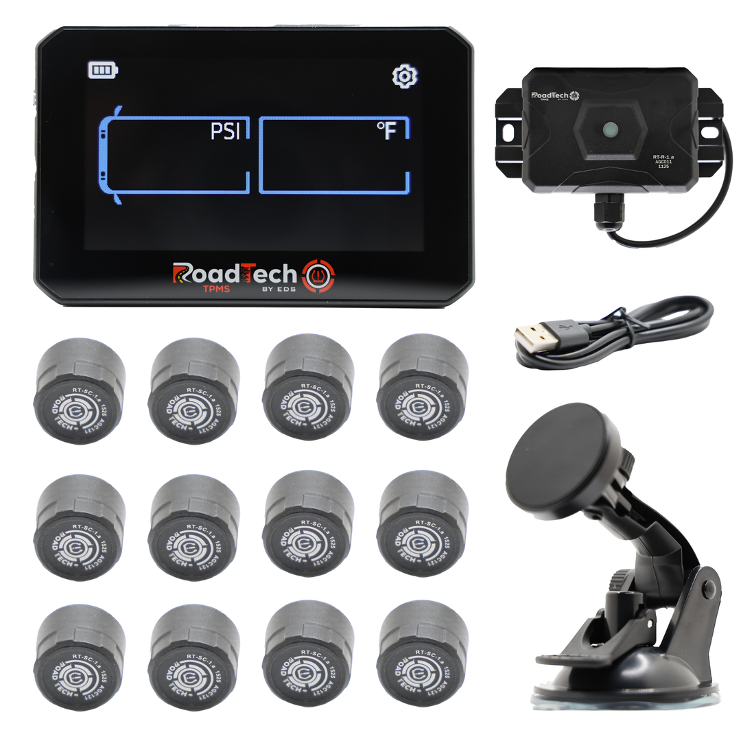 RoadTech TPMS Kit 4-12 Cap Sensors – Tire Pressure Monitoring System for RVs, Trailers & Tow Vehicles