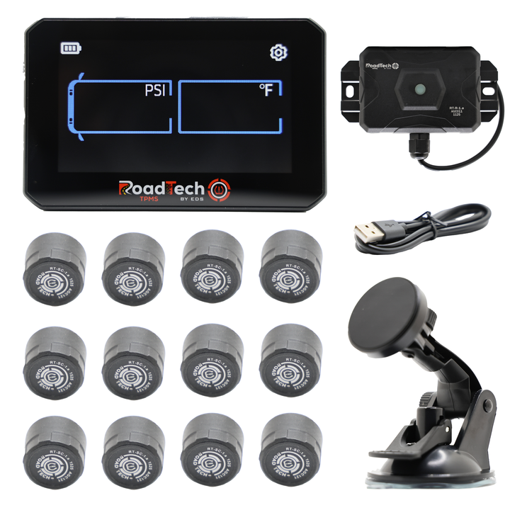 RoadTech TPMS Kit 4-12 Cap Sensors – Tire Pressure Monitoring System for RVs, Trailers & Tow Vehicles