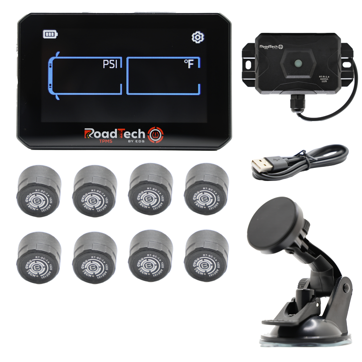 RoadTech TPMS Kit 4-12 Cap Sensors – Tire Pressure Monitoring System for RVs, Trailers & Tow Vehicles