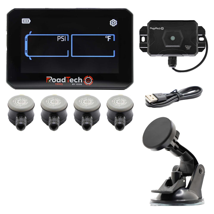 RoadTech TPMS Kit 4-12 Flow Through Sensors – Tire Pressure Monitoring System for RVs, Trailers & Tow Vehicles