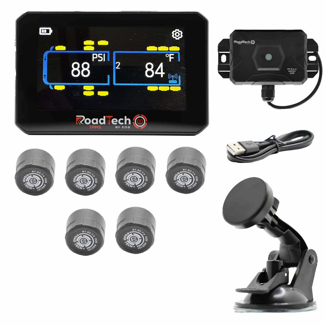 RoadTech TPMS Kit 4-12 Cap Sensors – Tire Pressure Monitoring System for RVs, Trailers & Tow Vehicles