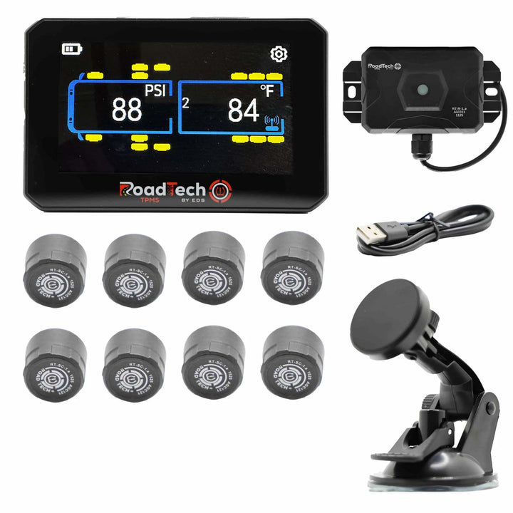 RoadTech TPMS Kit 4-12 Cap Sensors – Tire Pressure Monitoring System for RVs, Trailers & Tow Vehicles