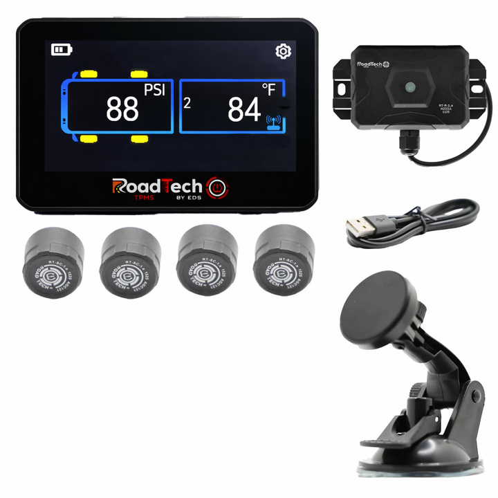 RoadTech TPMS Kit 4-12 Cap Sensors – Tire Pressure Monitoring System for RVs, Trailers & Tow Vehicles