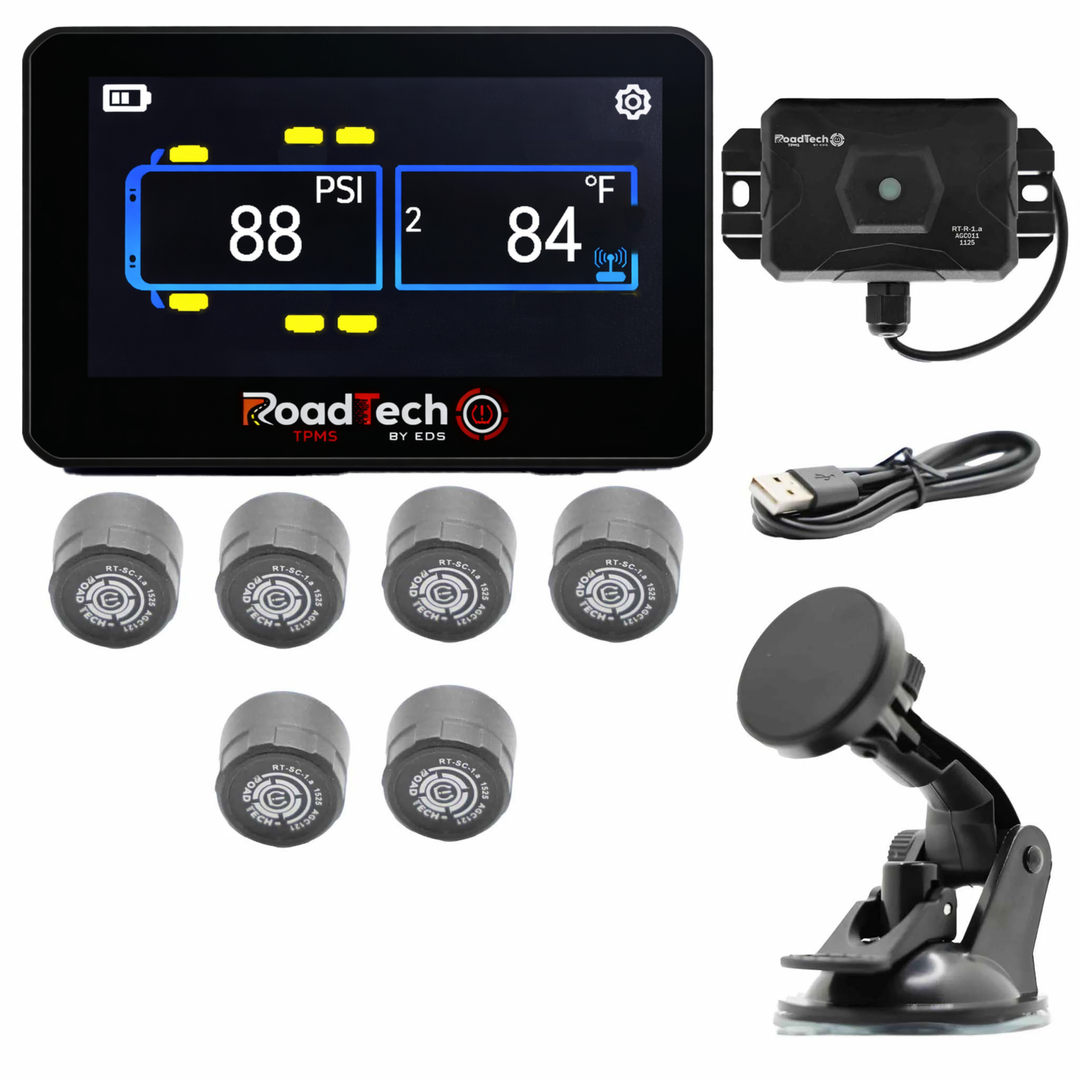RoadTech TPMS Kit 4-12 Cap Sensors – Tire Pressure Monitoring System for RVs, Trailers & Tow Vehicles