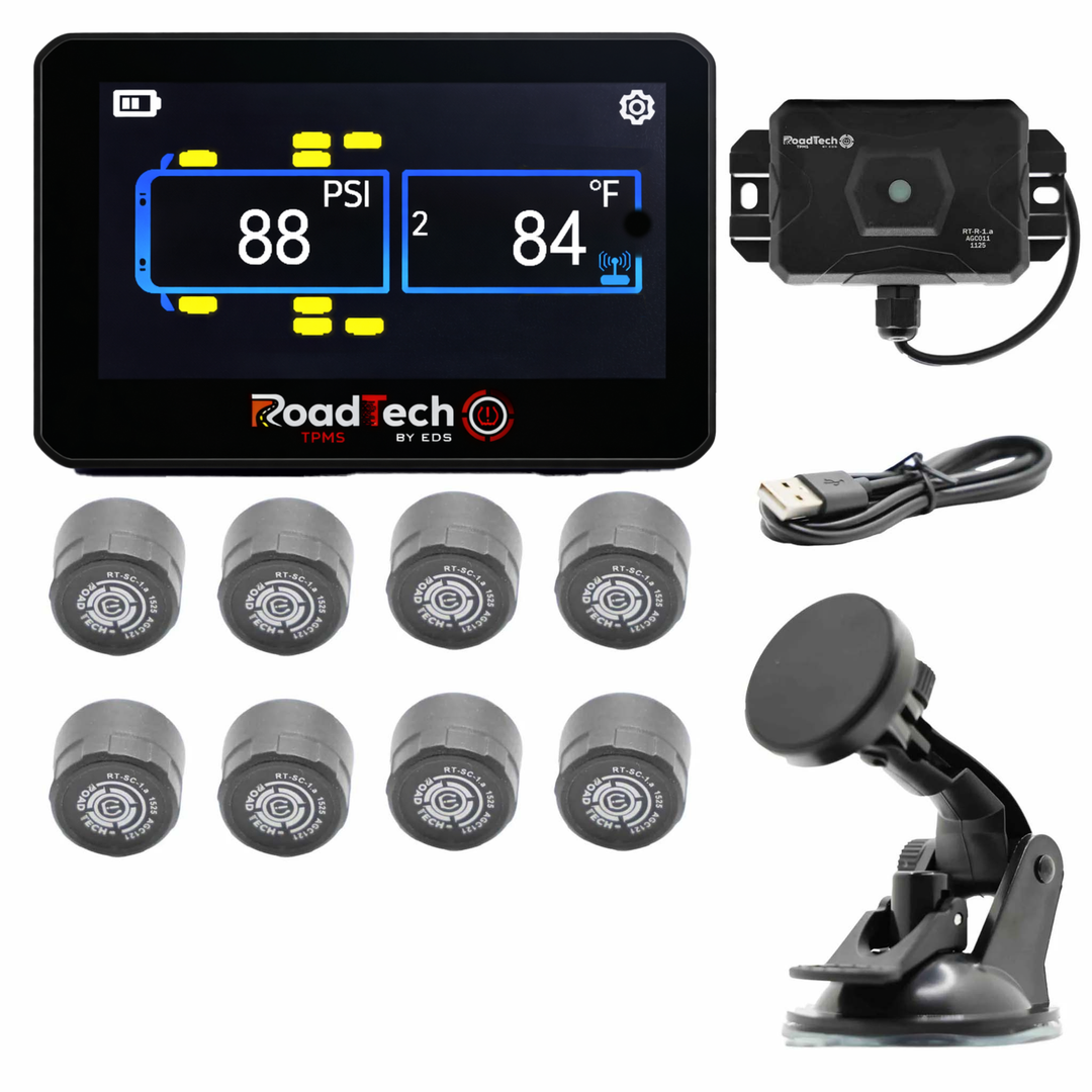 RoadTech TPMS Kit 4-12 Cap Sensors – Tire Pressure Monitoring System for RVs, Trailers & Tow Vehicles