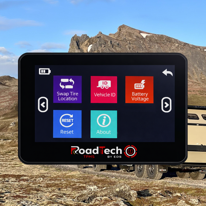 RoadTech TPMS Kit 4-12 Flow Through Sensors – Tire Pressure Monitoring System for RVs, Trailers & Tow Vehicles