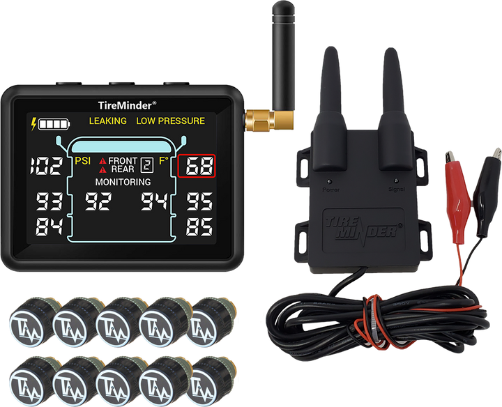 TireMinder i10 RV TPMS with 4, 6, 8, 10, or 12 CAP Sensors