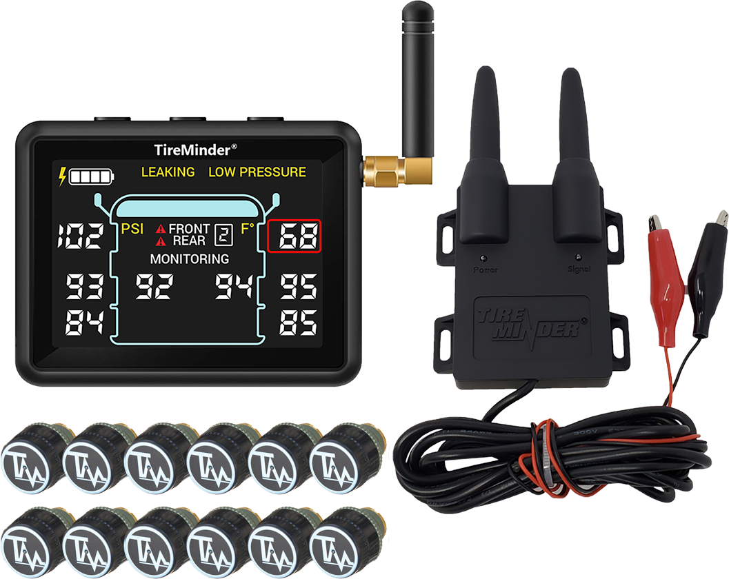TireMinder i10 RV TPMS with 4, 6, 8, 10, or 12 CAP Sensors