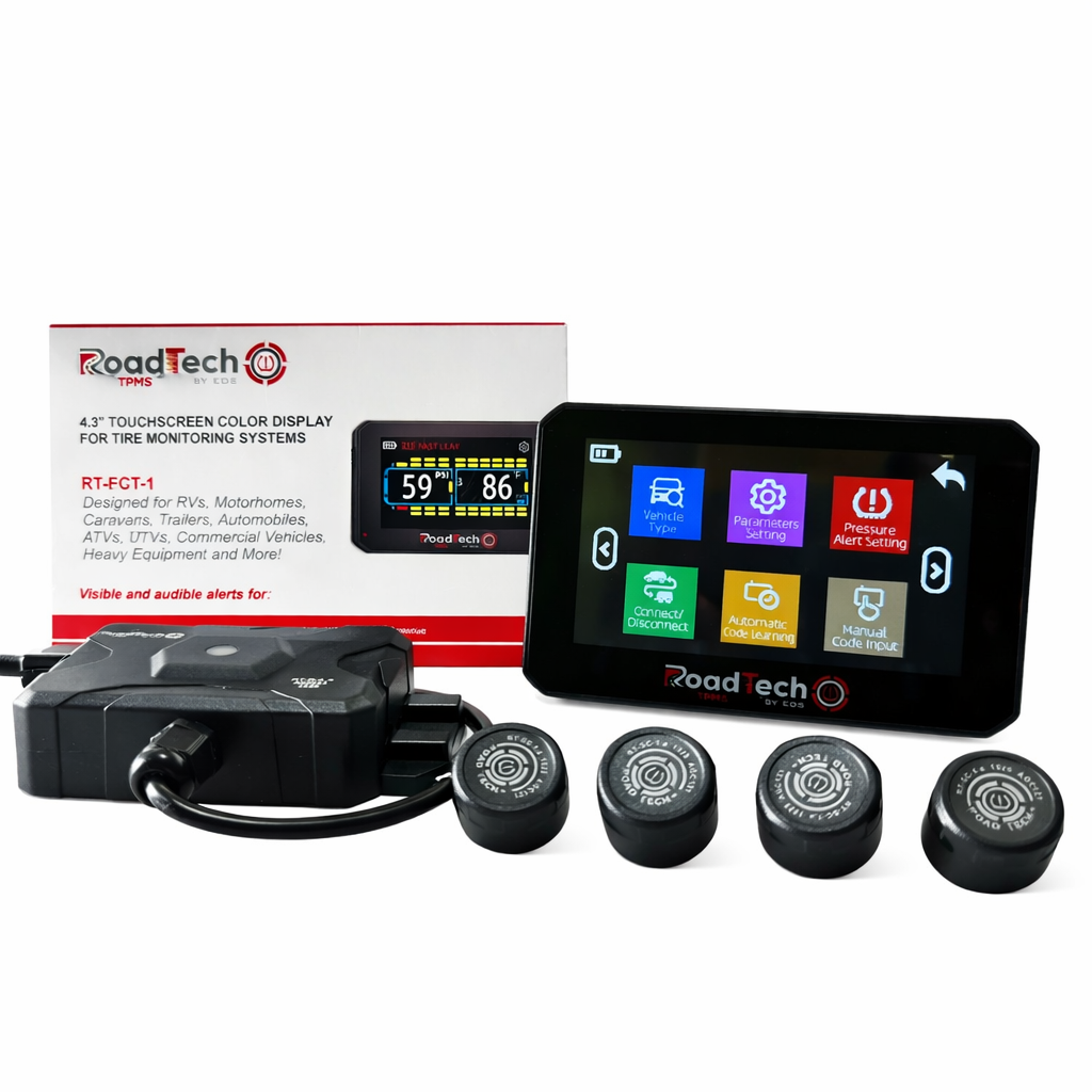 RoadTech TPMS Kit 4-12 Cap Sensors – Tire Pressure Monitoring System for RVs, Trailers & Tow Vehicles