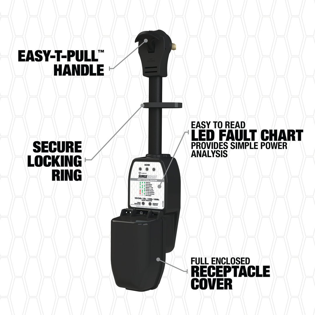 Surge Guard 44390 Portable Surge Protector with Enhanced Diagnostics - 50 AMP