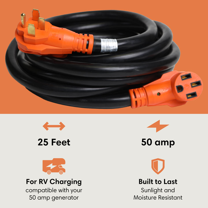 TechnoRV 50-Amp Indoor/Outdoor Extension Cord – 25ft
