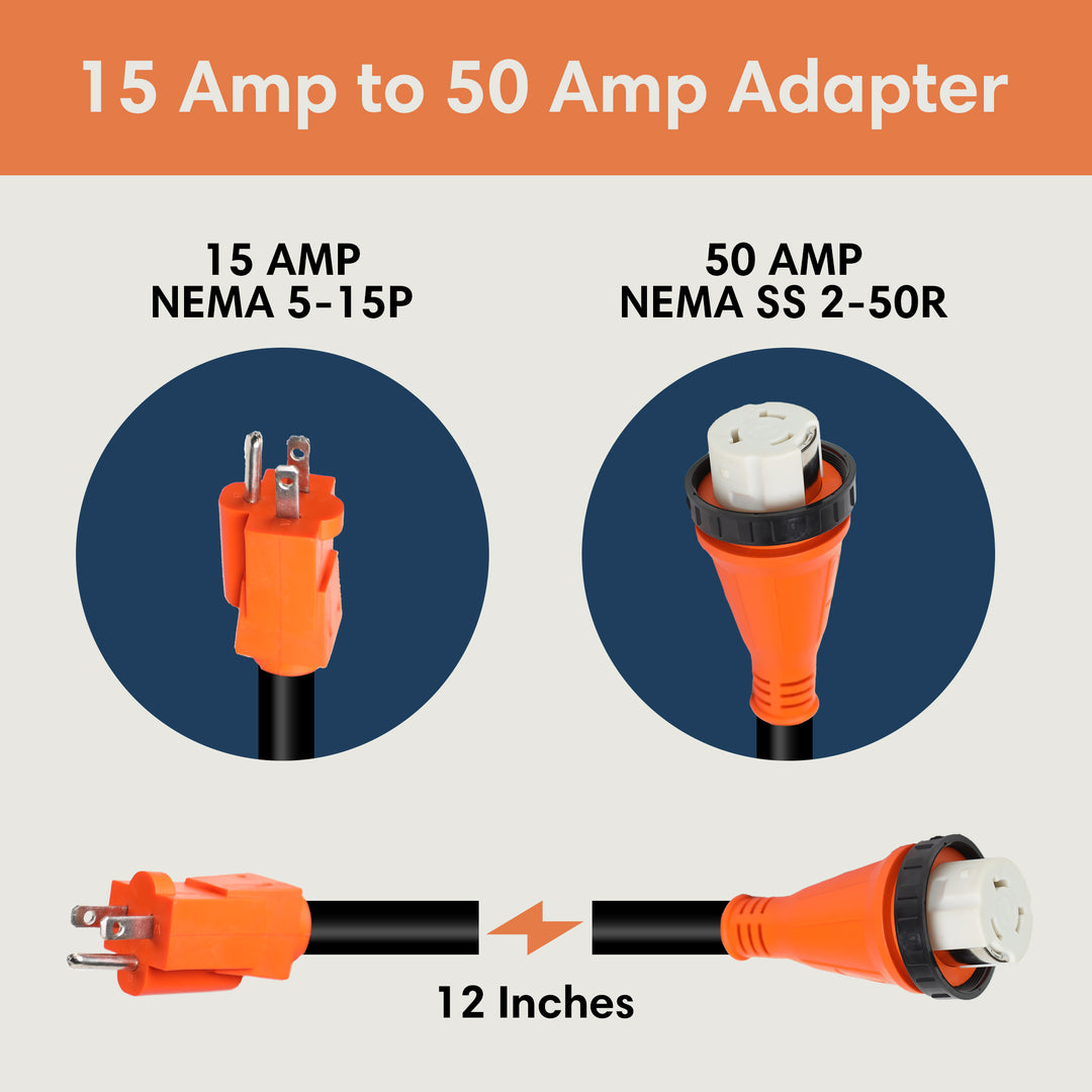 TechnoRV 110-Volt RV to 50-Amp Adapter – Locking