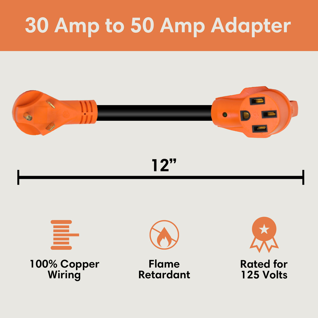 TechnoRV 30-Amp to 50-Amp RV Adapter