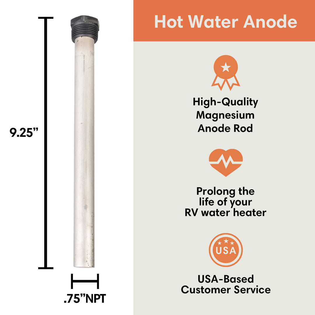 Hot Water Anode - 9.25"L x 3/4" NPT