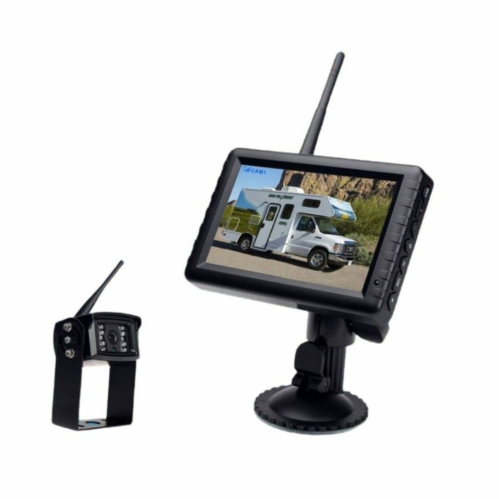 2 Wireless Side View Backup Cameras with a split screen monitor for trailers