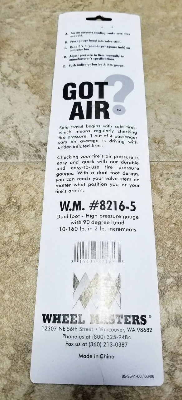 90 Degree Tire Gauge Behind Package