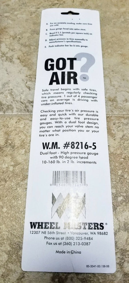90 Degree Tire Gauge Behind Package