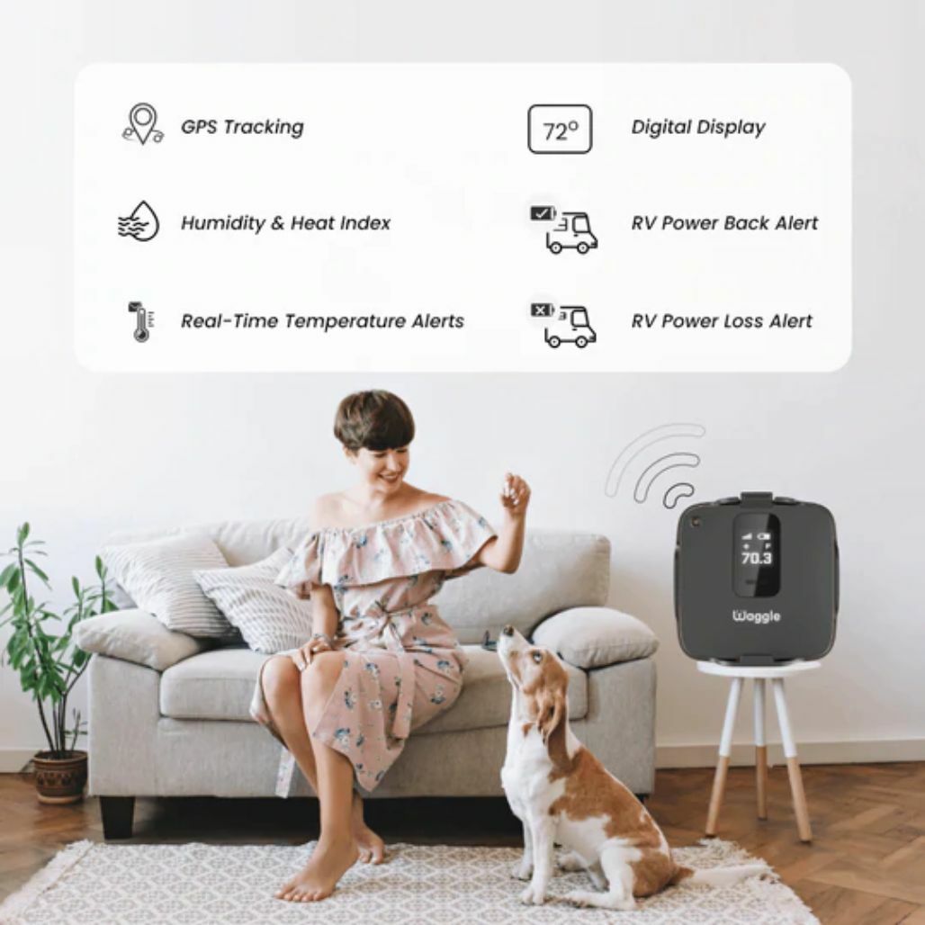Waggle RV/Dog Safety Temperature & Humidity Sensor, Wireless Pet monitoring  system, Verizon Cellular, Instant Alerts on Temp/Humidity/Power loss via  SMS/Email 24/7, No WiFi